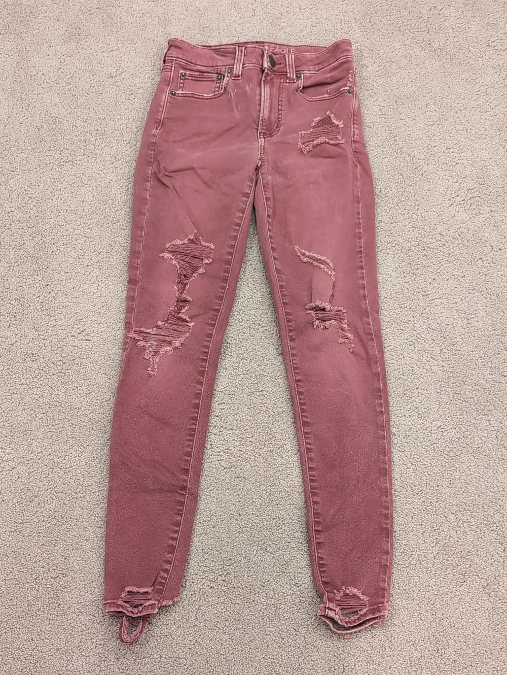 American Eagle Outfitters Distressed Skinny Jeans - Rose